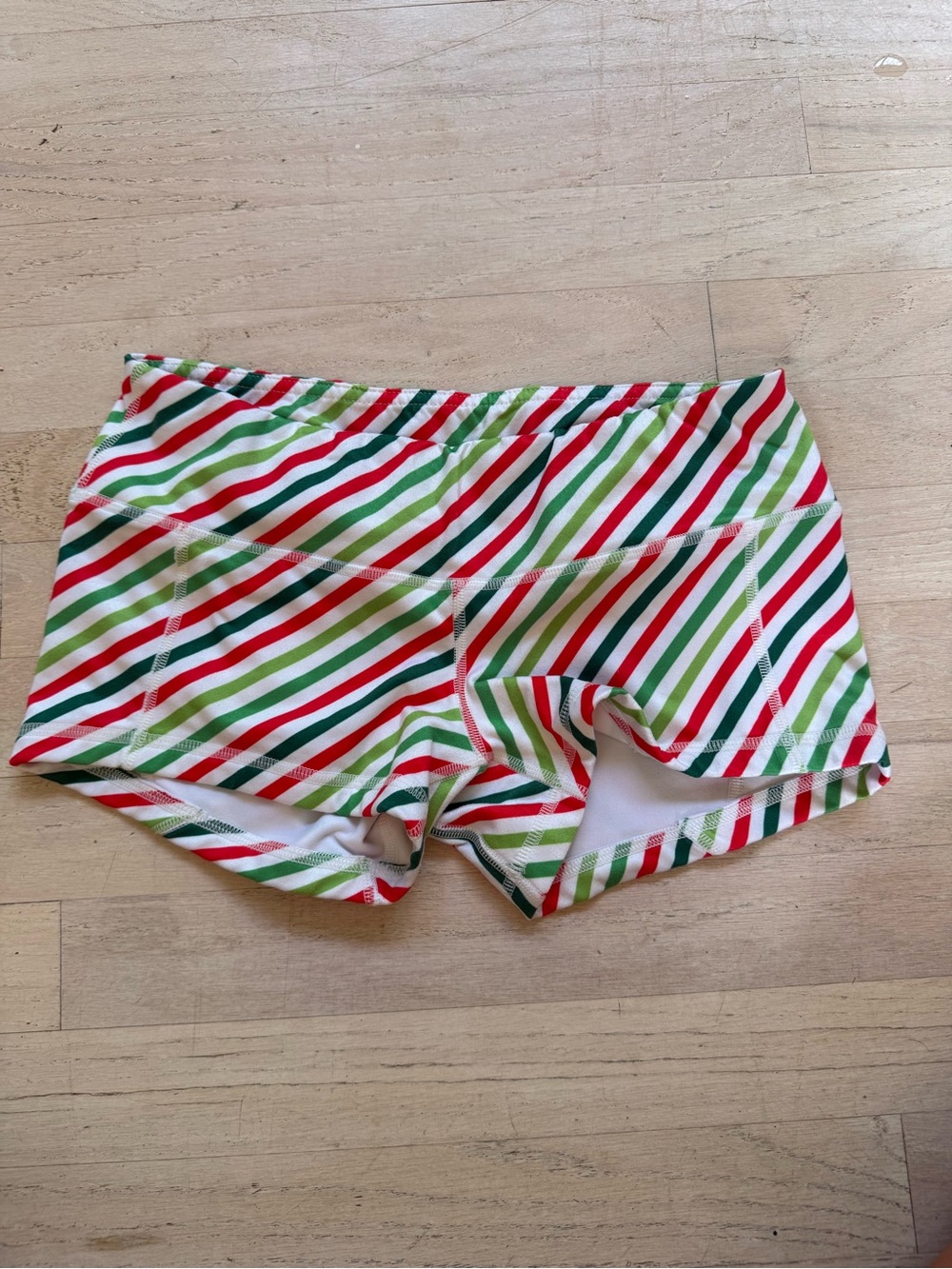 Fleo Diagonal Stripe Athletic Shorts - Red, Green, White